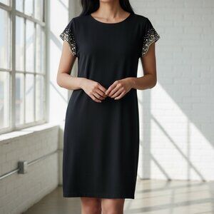 694 WOMENS LARGE BLACK BEADED DRESS BY TIANA B